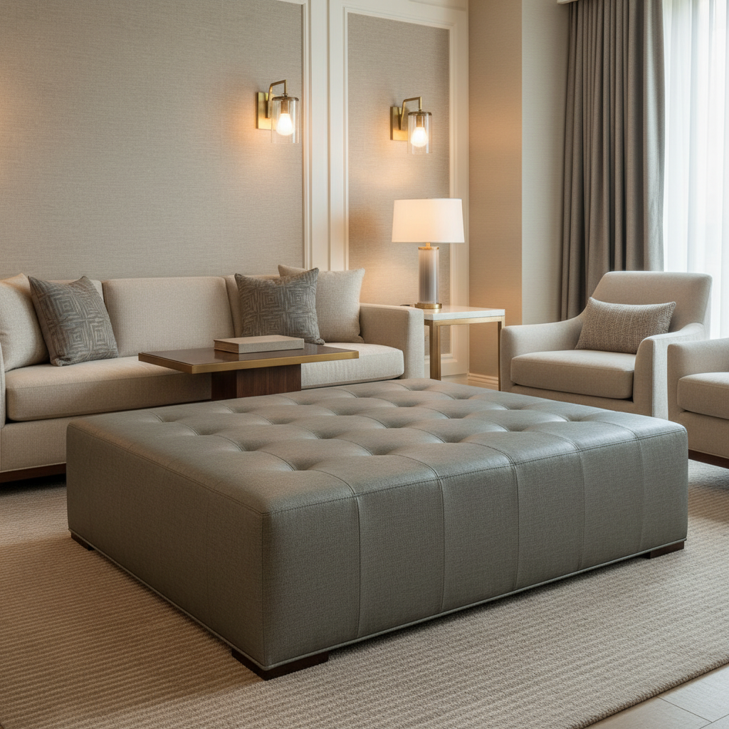 Peter Island - Graphite Upholstered Ottoman | Architectural Fabrics