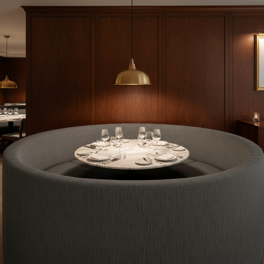 Brushed Vertical Texture Dark Graphite Upholstered Banquette | Architectural Fabrics