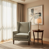 Acoustic - Greige Chevron Performance Vinyl Upholstered Chair | Architectural Fabrics