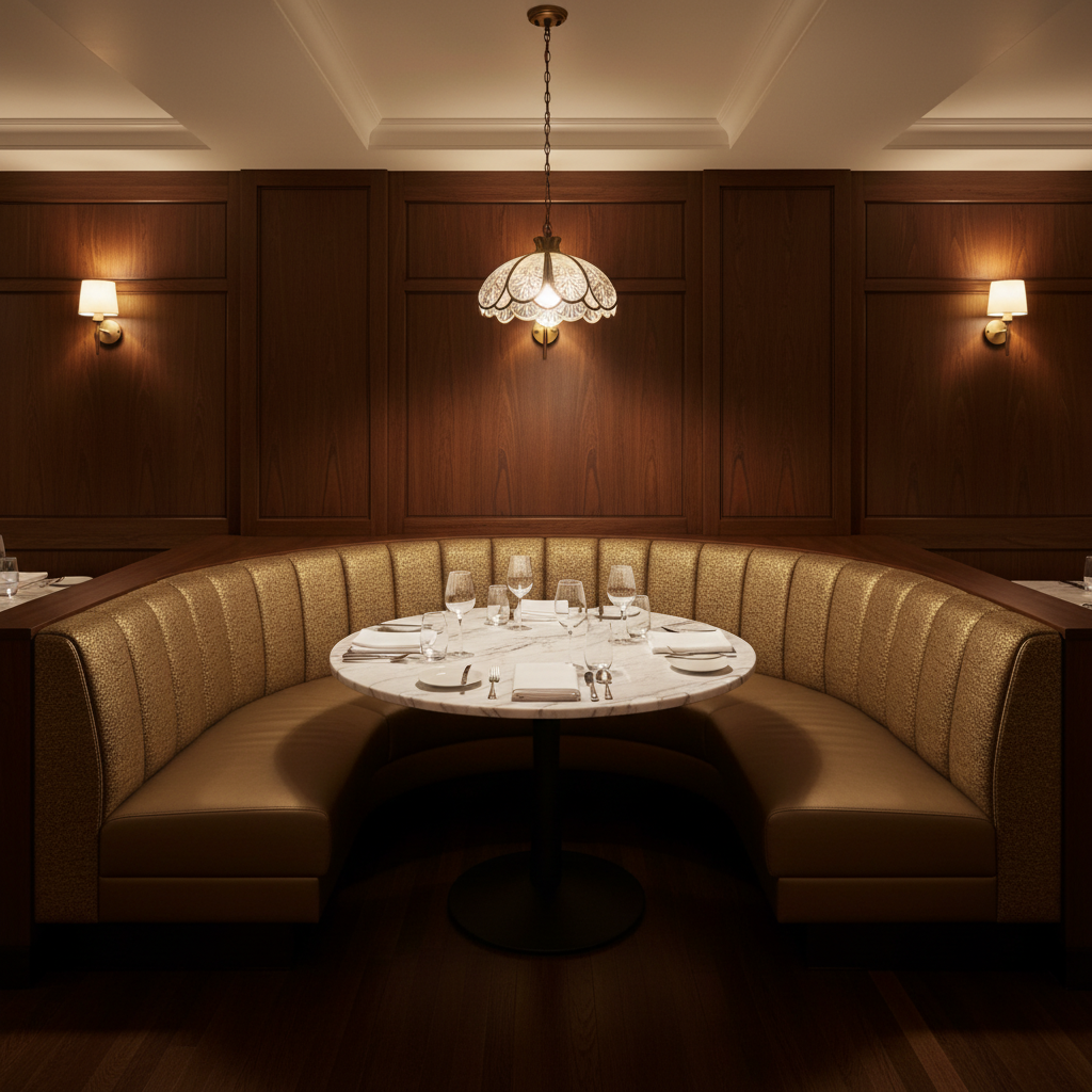Aragon - Bronze Age Performance Vinyl Upholstered Banquette | Architectural Fabrics