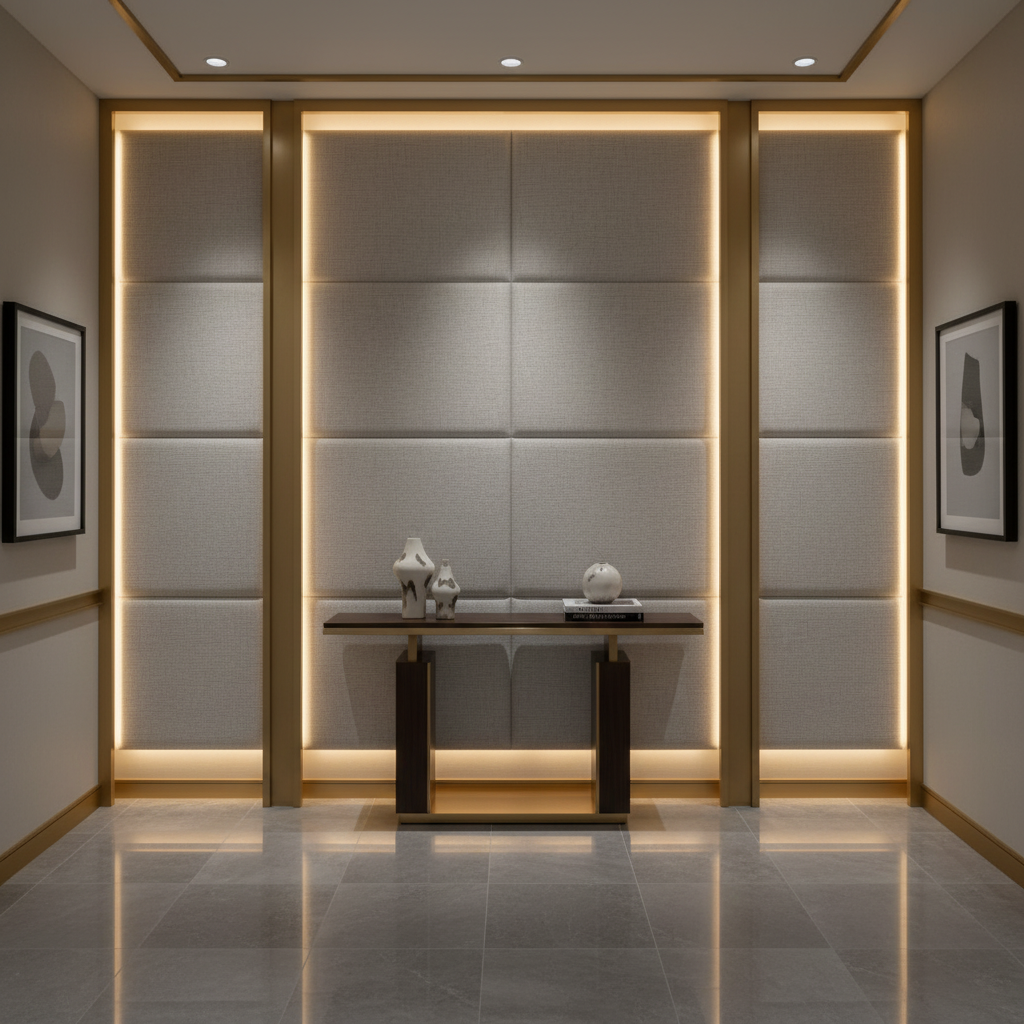 Fine Woven Texture Soft Silver Upholstered Wall Panel | Architectural Fabrics