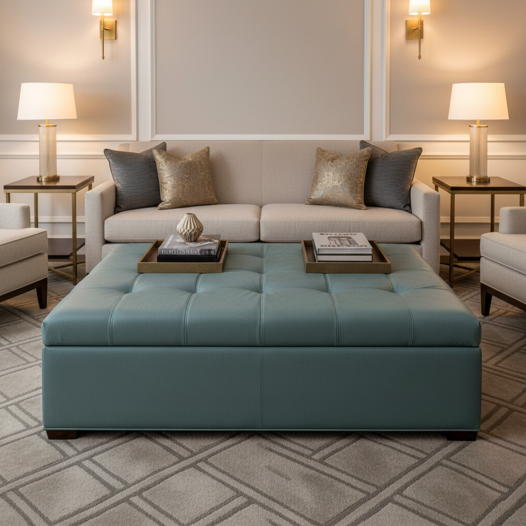 Turquoise Bay - Dive Upholstered Ottoman | Architectural Fabrics