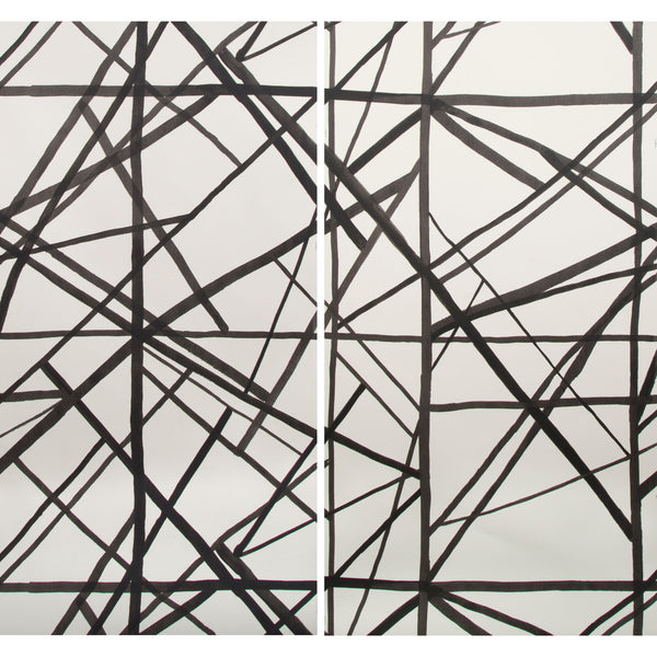 Channels Paper - Ebony/Iv Wallcovering | Phillipe Romano
