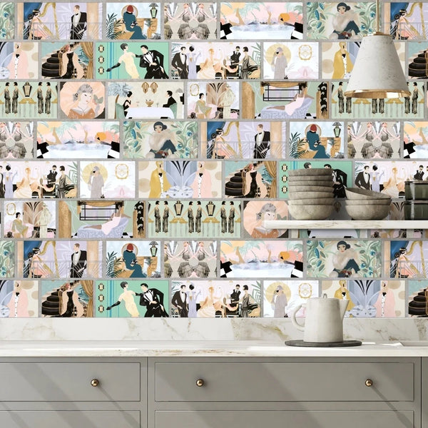 Charleston Tower Vintage Multi - Sage Green Wallcovering | Brand McKenzie