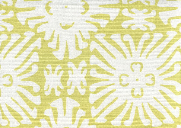 Sigourney Reverse Small Scale Chartreuse on White Screen Printed Fabric | China Seas