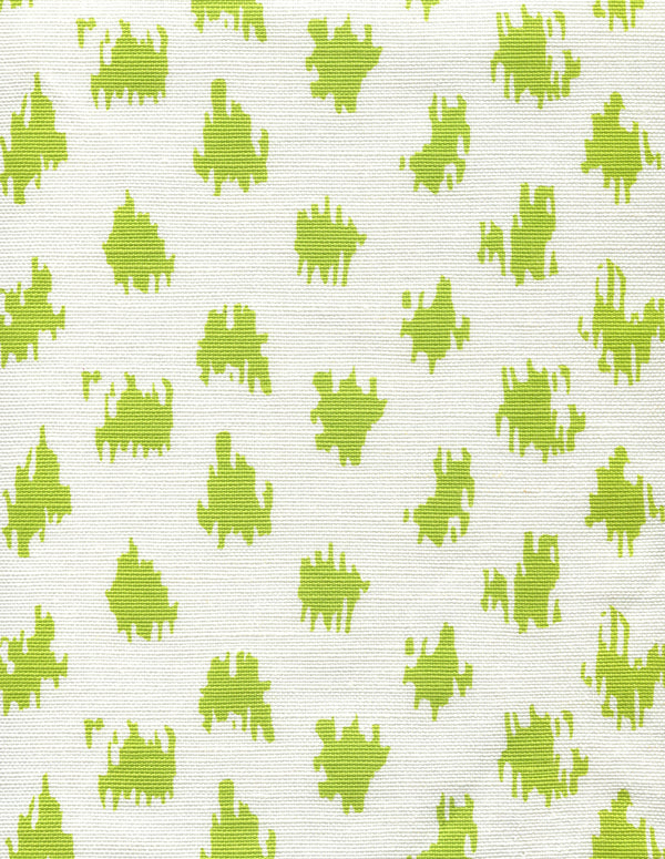 Zizi Spot Chartreuse on White Screen Printed - White Fabric | China Seas