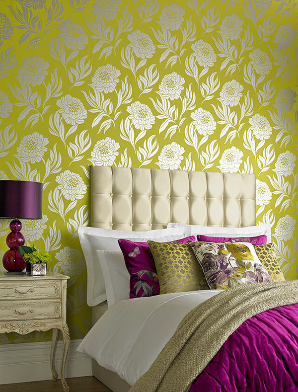 Chatsworth Lime - Green Wallcovering | 1838 Wallcoverings