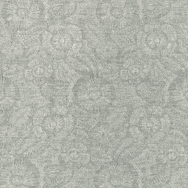 Chenille Bloom, Gray Wallcoverings | Kravet