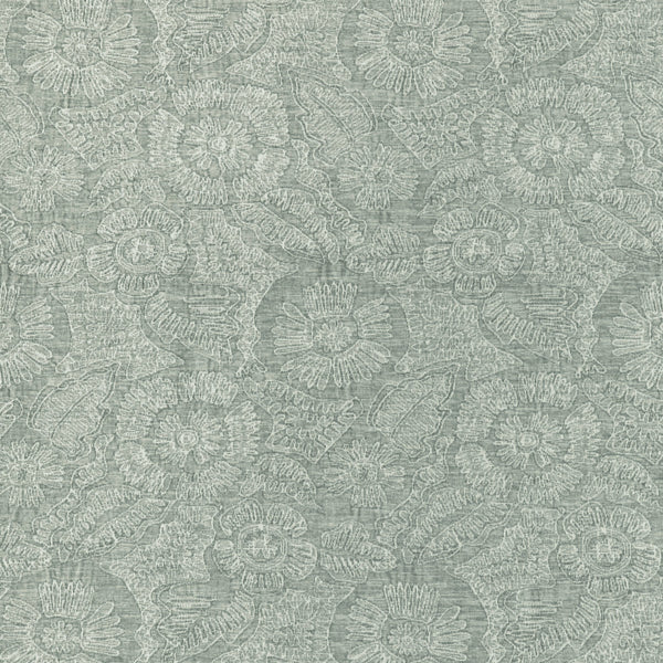 Chenille Bloom, Seafoam Green Wallcoverings | Kravet
