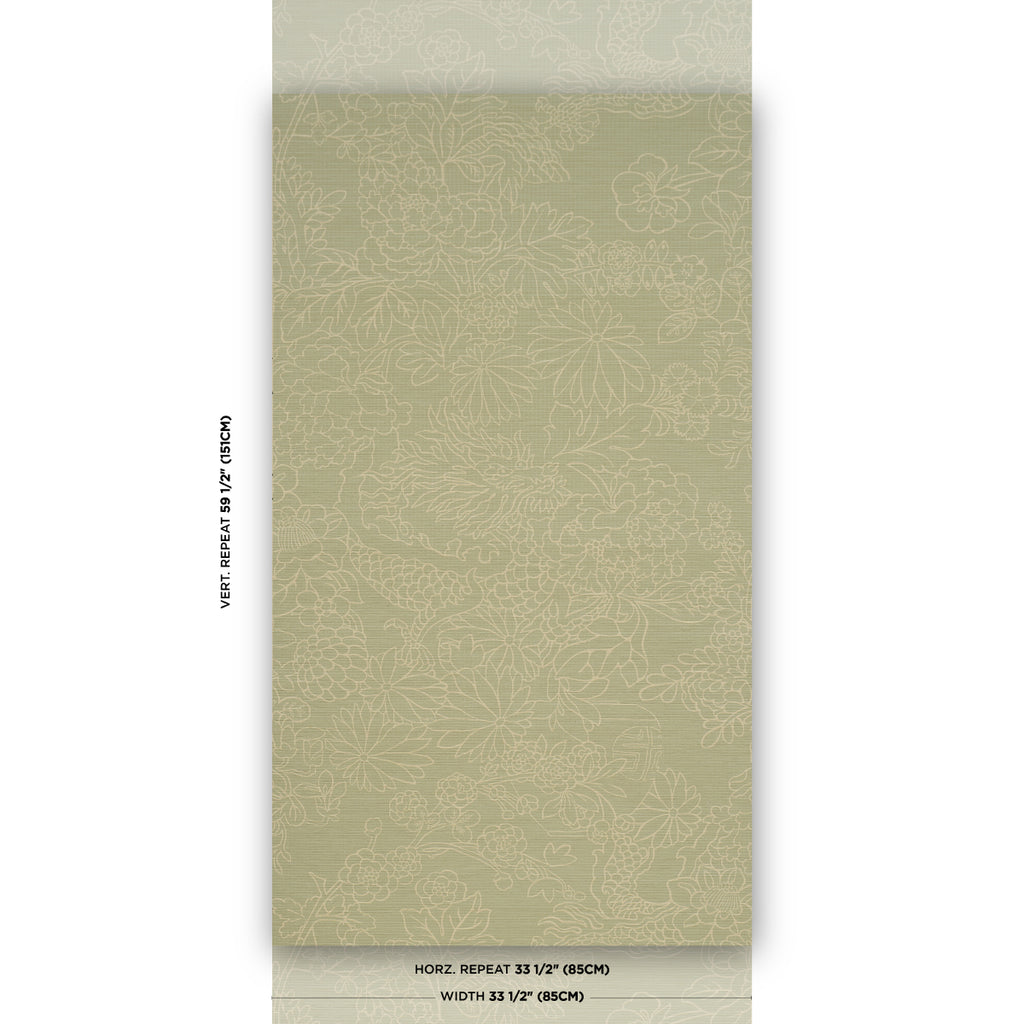 CHIANG MAI DRAGON SILHOUETTE RAFFIA SAGE | Schumacher - Image 4