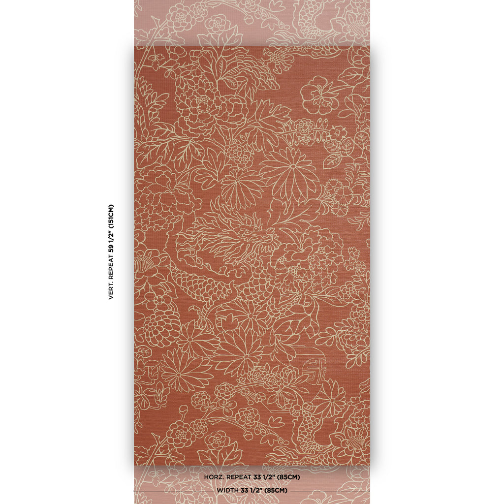 CHIANG MAI DRAGON SILHOUETTE RAFFIA TERRACOTTA | Schumacher - Image 4