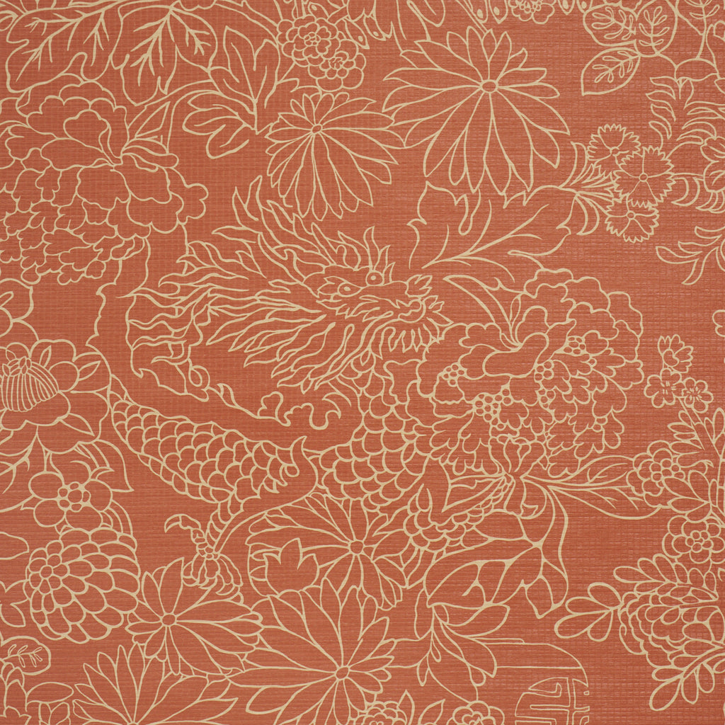 CHIANG MAI DRAGON SILHOUETTE RAFFIA TERRACOTTA | Schumacher - Image 1