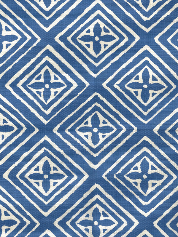 Fiorentina China Blue on Tinted Lc Screen Printed Fabric | China Seas