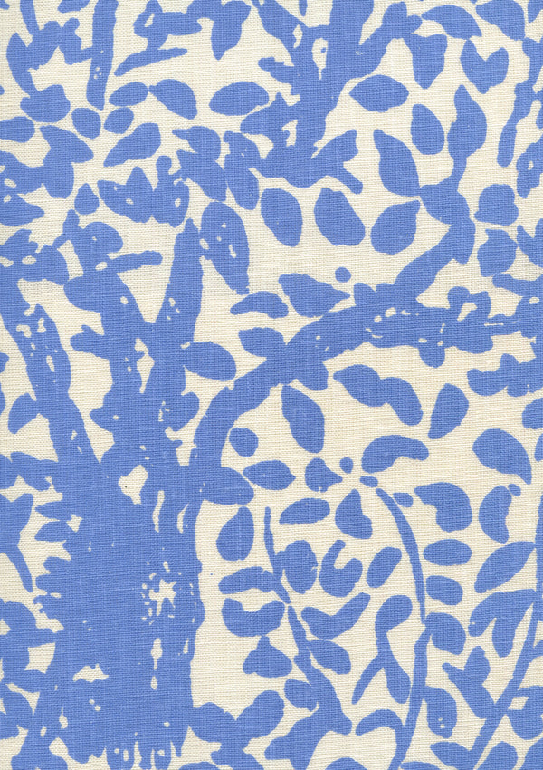 Arbre de Matisse China Blue on Tinted Linen Screen Printed Fabric | China Seas