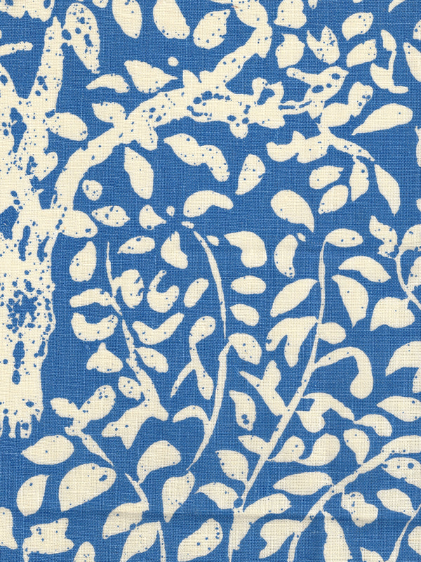 Arbre de Matisse Reverse China Blue on Tinted Linen Screen Printed Fabric | China Seas