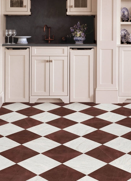 Chris Loves Julia Bonneville Oxblood Peel and Stick Floor Tiles | Jeffrey Stevens