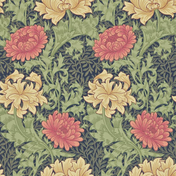 Chrysanthemum Wallpaper Indigo  | William Morris