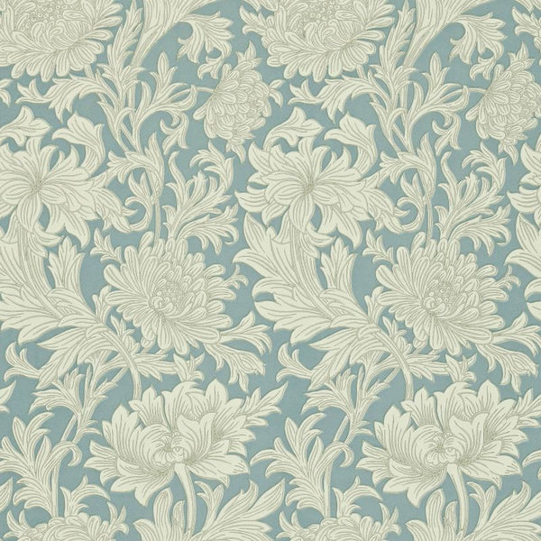 Chrysanthemum Toile Cream China Blue Wallcovering | William Morris