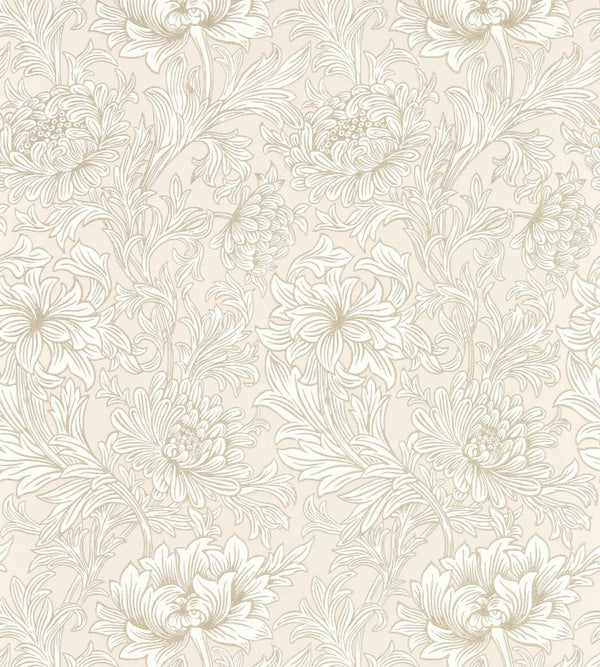 Chrysanthemum Toile Pink Cochineal Wallcovering | William Morris
