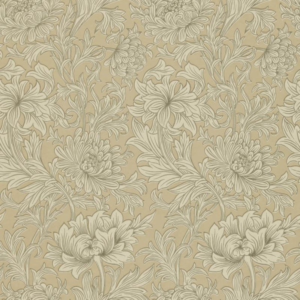 Chrysanthemum Toile Gold Ivory Wallcovering | William Morris