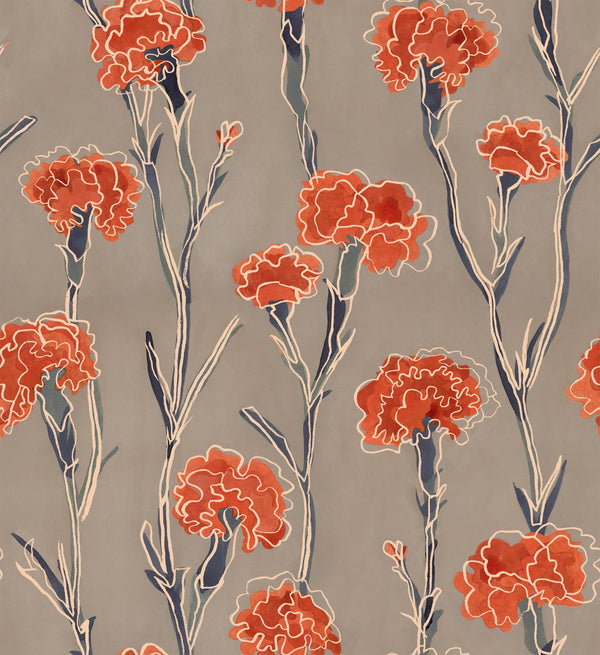 Clavelitos Grey Wallcovering | Tres Tintas