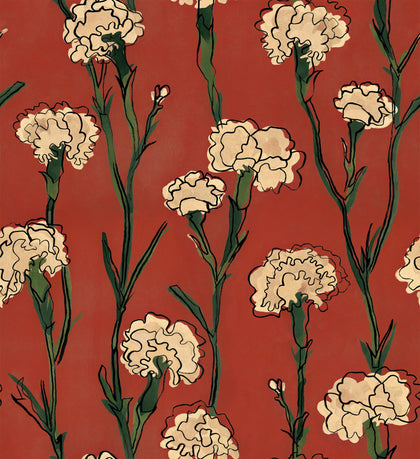 Clavelitos Red Wallcovering | Tres Tintas