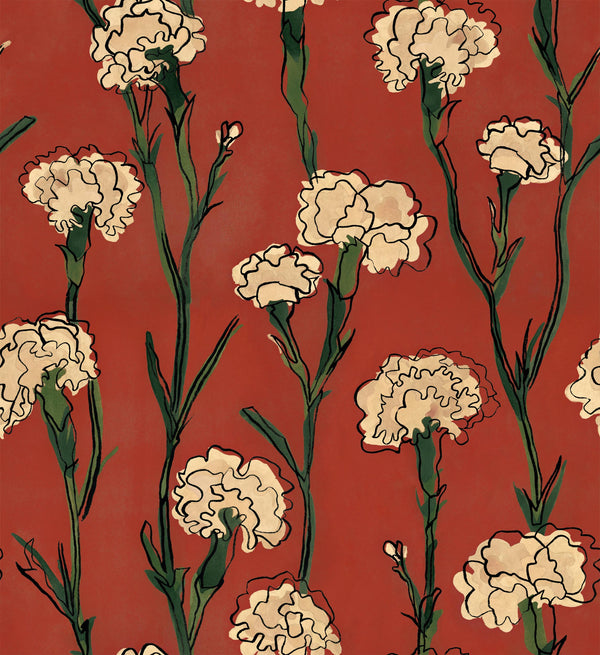 Clavelitos Red Wallcovering | Tres Tintas