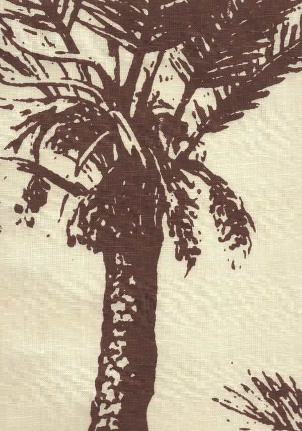 Palm Grove Cocoa Brown on Light Tint Screen Printed Fabric | China Seas