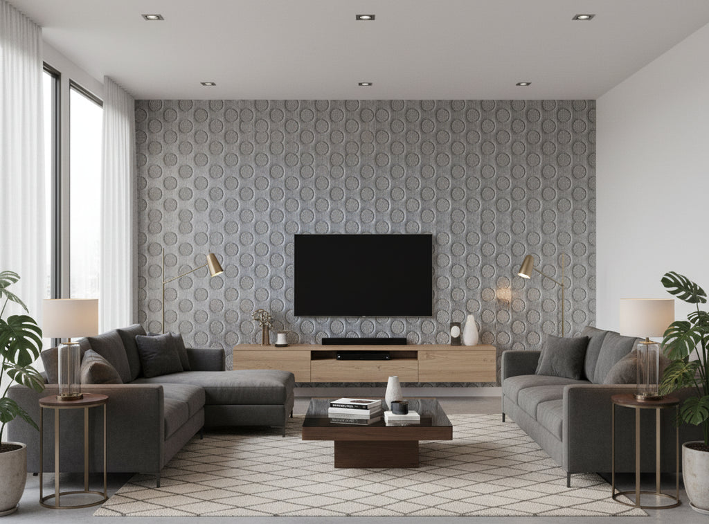 Coda Circles - Silver - living room room setting