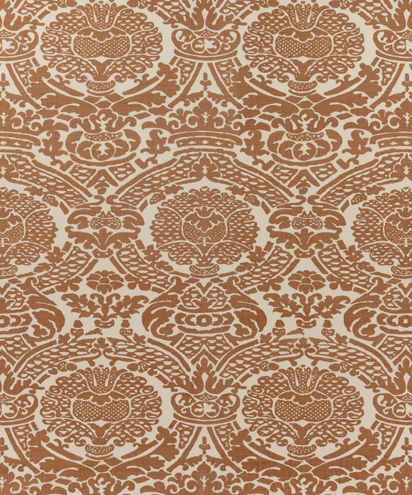 Cognac on Taj Ecru Linen Wallcoverings | Home Couture