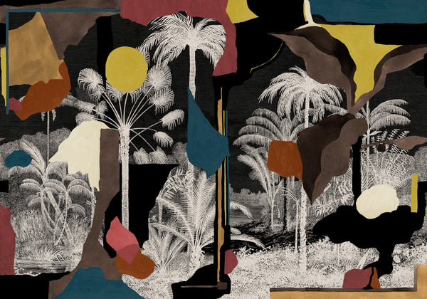 Colonial Abstraction Black Wallcovering | Tres Tintas