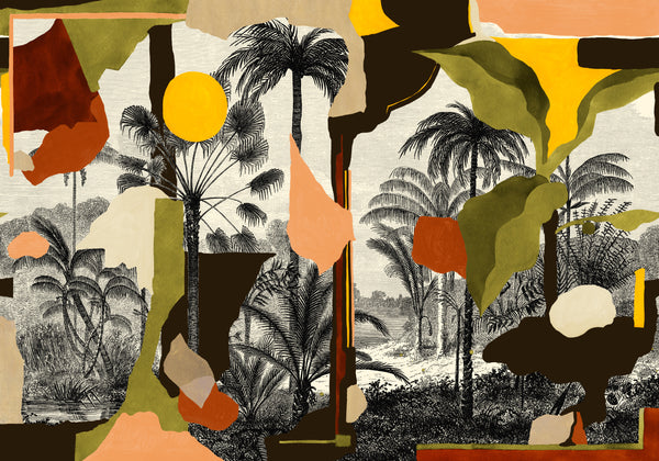 Colonial Abstraction Toasted Wallcovering | Tres Tintas