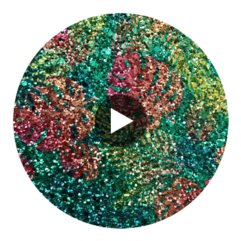 GLM-4180 Hawaiian Leaf Glitter Glam Multi On Teal designer-wallcoverings-los-angeles 2