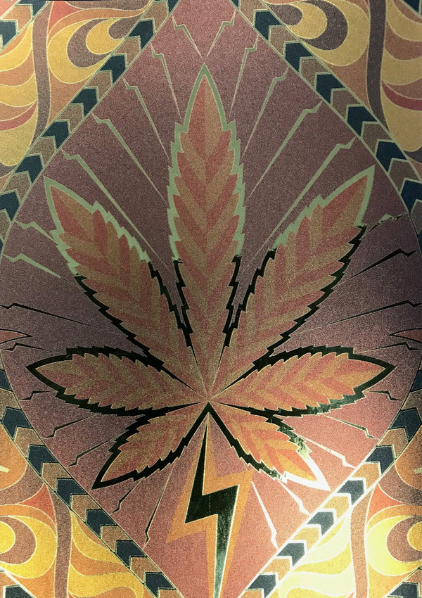 High Society - Metallic Marijuana Leaf Wallcovering