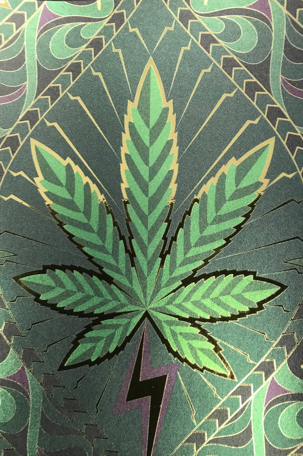 High Society - Metallic Marijuana Leaf Wallcovering