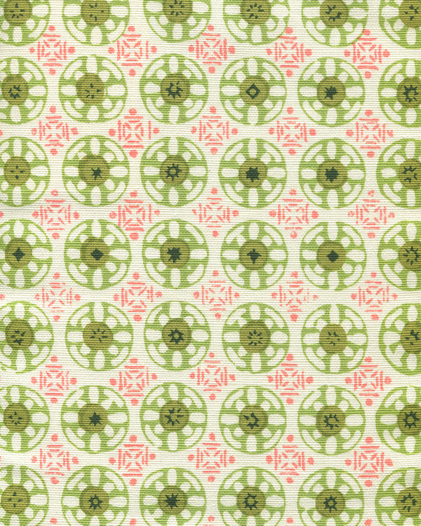 Kediri Batik Coral Forest Jungle Pistache Screen Printed Fabric | China Seas