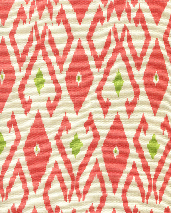 Lockan Coral Jungle Green on Tint Screen Printed Fabric | China Seas