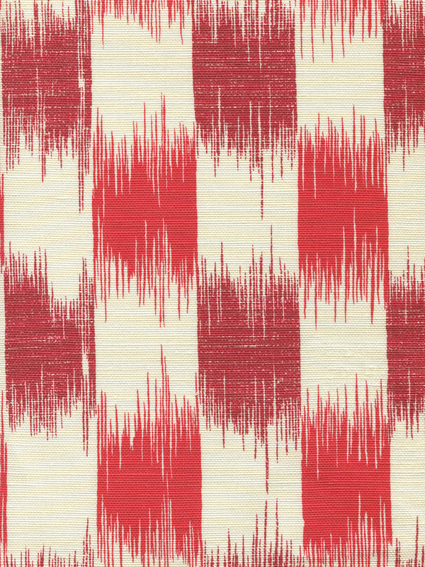 II Blue Ikat Coral Merlot on Tint Screen Printed Fabric | China Seas