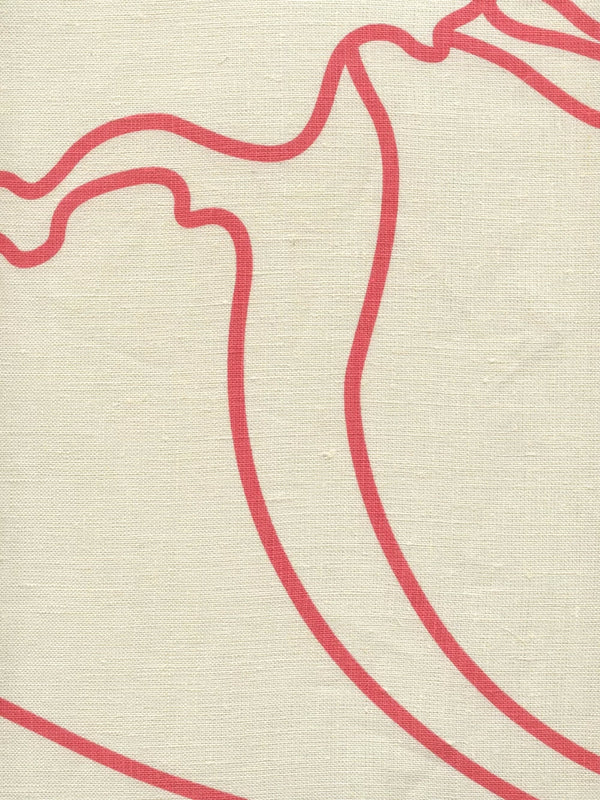 Coral on Tan Linen Wallcoverings | Cloth and Paper