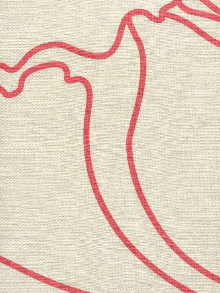 Coral on Tan Linen