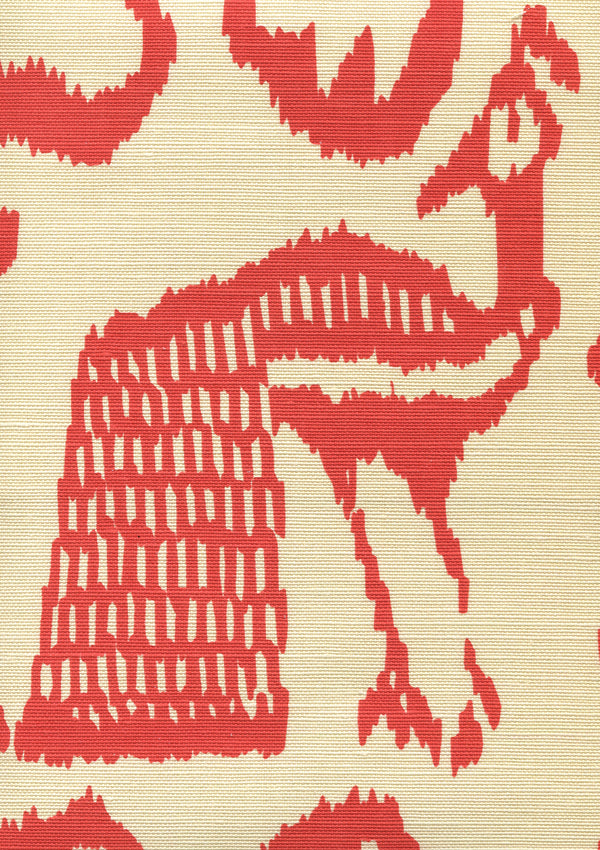Bali Isle Coral on Tint Screen Printed - White Fabric | China Seas