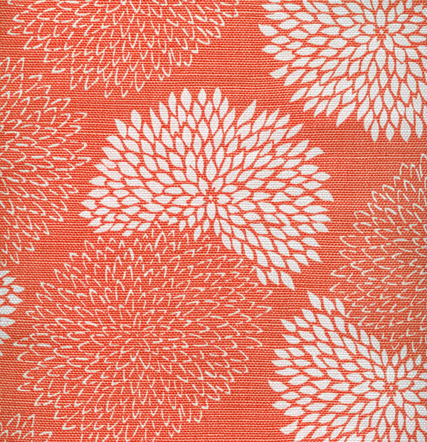 New Chrysanthemum Reverse Coral on White Screen Printed Fabric | China Seas
