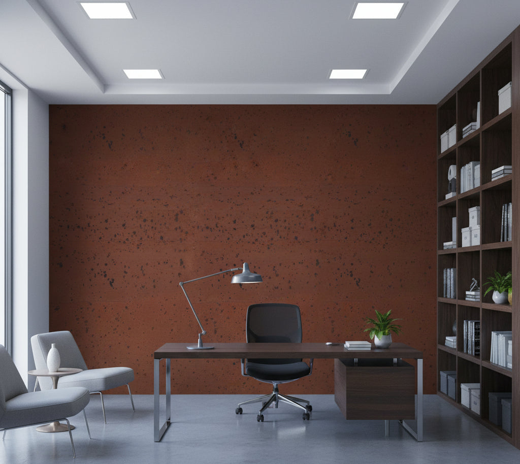 Corsica Faux Cork Vinyl | Phillipe Romano - office room setting
