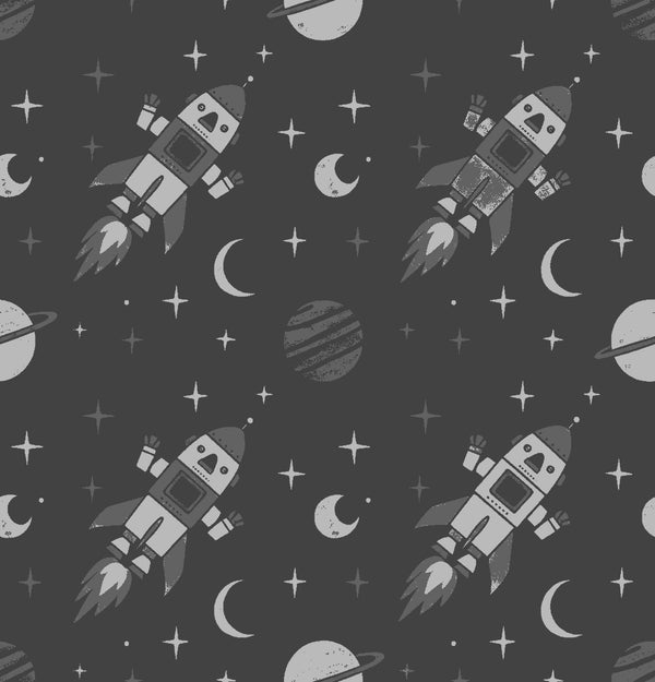 Cosmodrome Circus - Graphite Static - Whimsical Wallcoverings