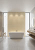 Cremona Parchment Textured Grasscloth Wallcovering | Fentucci - bathroom room setting