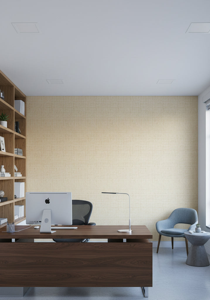 Cremona Parchment Textured Grasscloth Wallcovering | Fentucci - office room setting