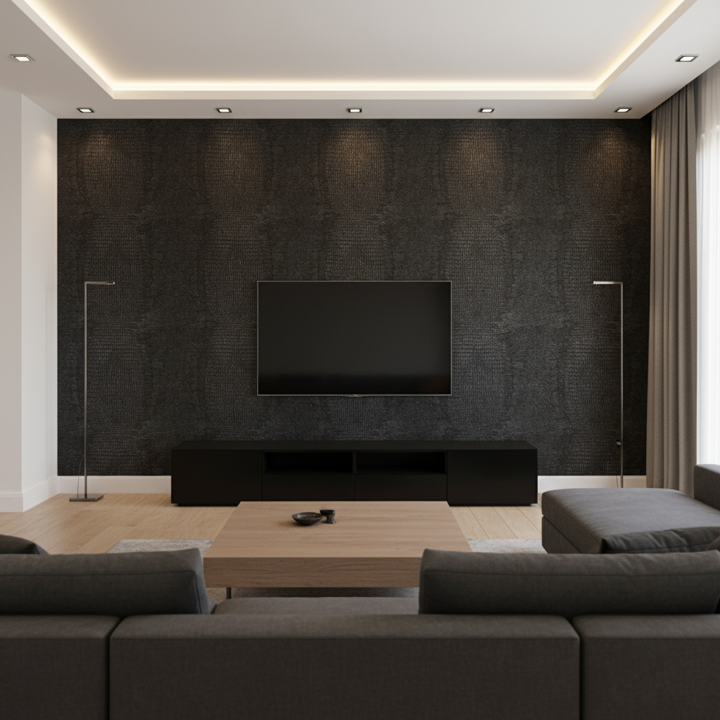 Crowley's Crocodile Animal Skin Emboss — shown in a living room