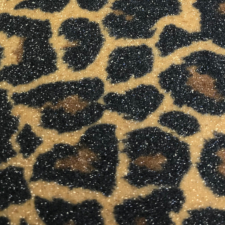GLM-4083-SAMPLE Leopard Glitter - Brown Black designer-wallcoverings-los-angeles