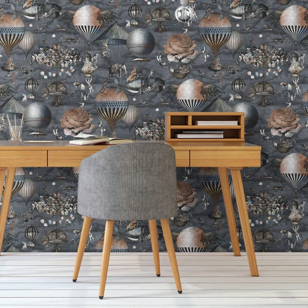Curious Skies Black & White - Light Gray Wallcovering | Brand McKenzie