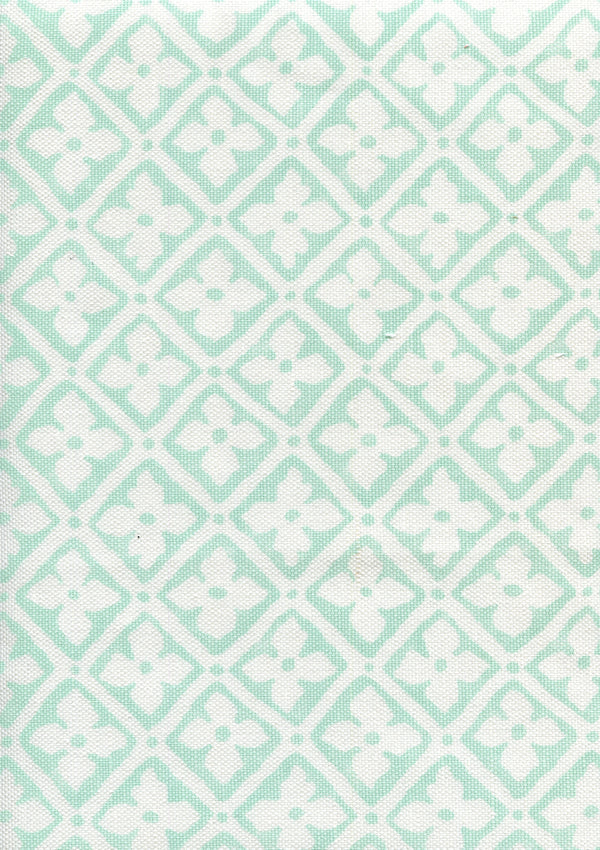 Puccini, Custom Aqua on White Linen Cotton Wallcoverings | Quadrille